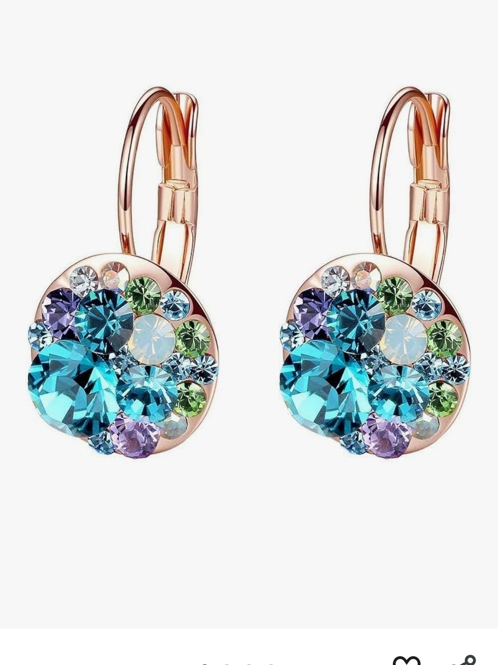 Rose Gold Plated Multicolor Crystal Drop Earrings